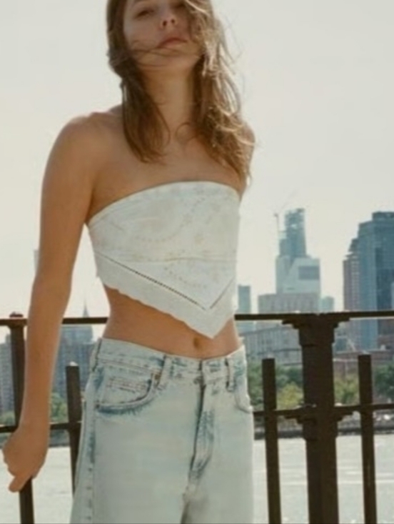 Zara Tops - NWT ZARA White-Oyster Bandana Crop Boho Top - Embroidered Women Size MEDIUM